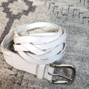 White leather Braided women's belt size Med